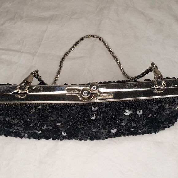 Black Beaded Evening Clutch Purse - Picture 10 of 11